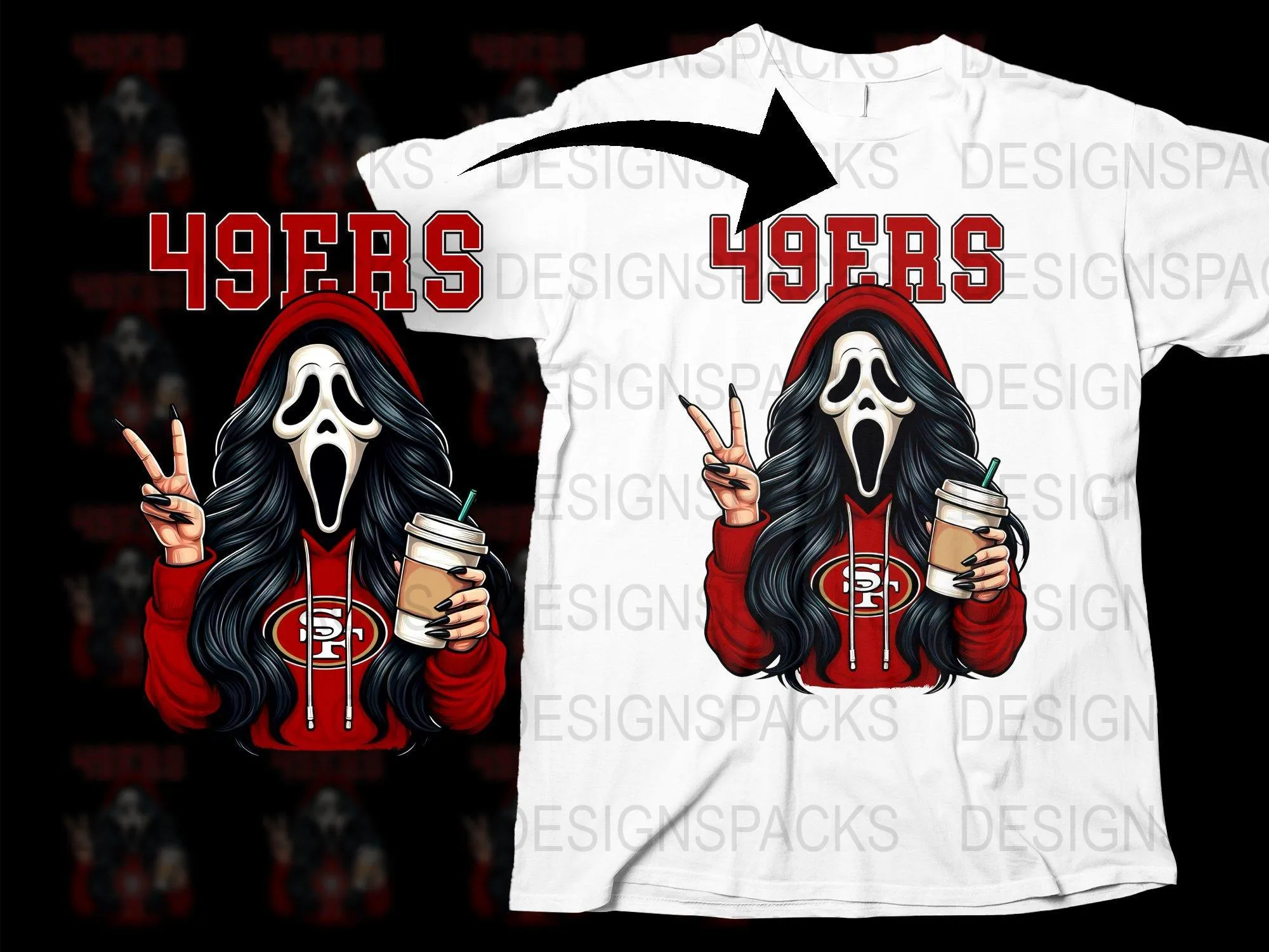 49ers GhostFace Scream Girl Design Png Digital Download