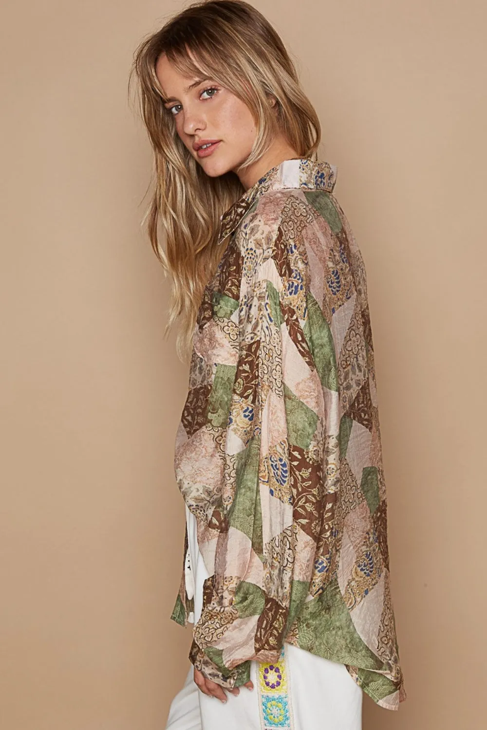 Button-Down Long Sleeve Printed Shirt