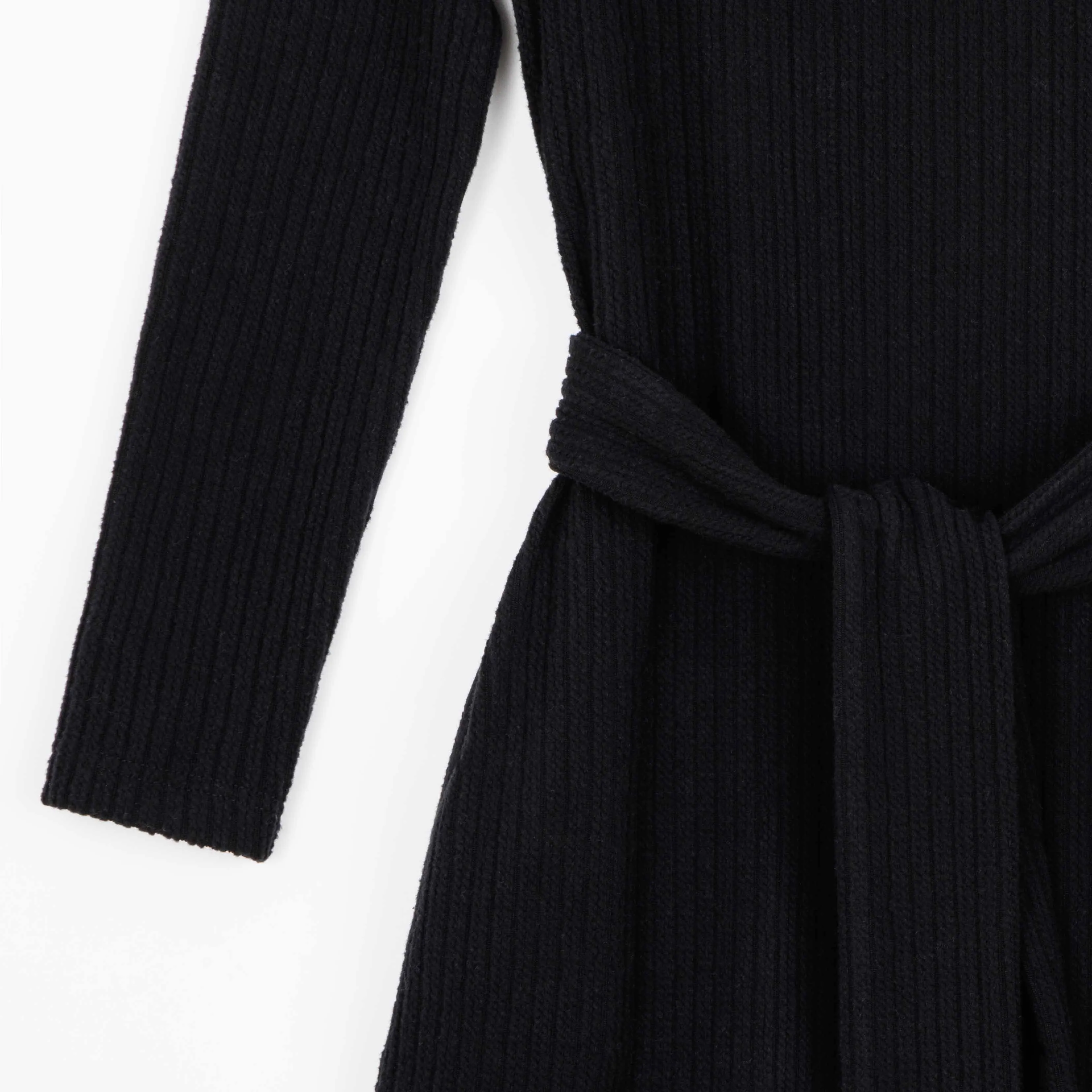 Chunky Ribbed - Tie Waist Pocket Midi Sweater Dress - Black - Final Sale!