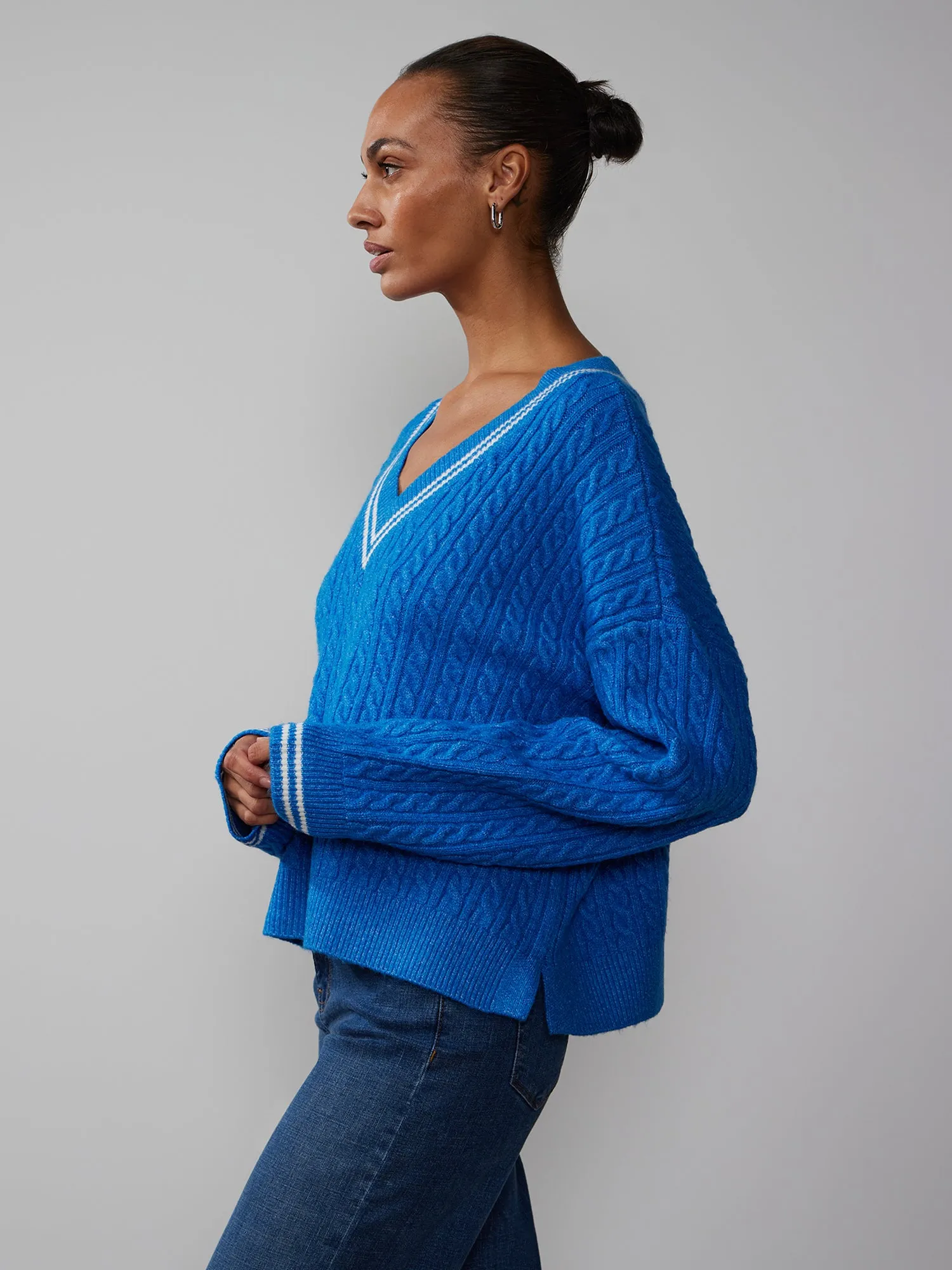 Ciao Cable Knit Varsity Sweater