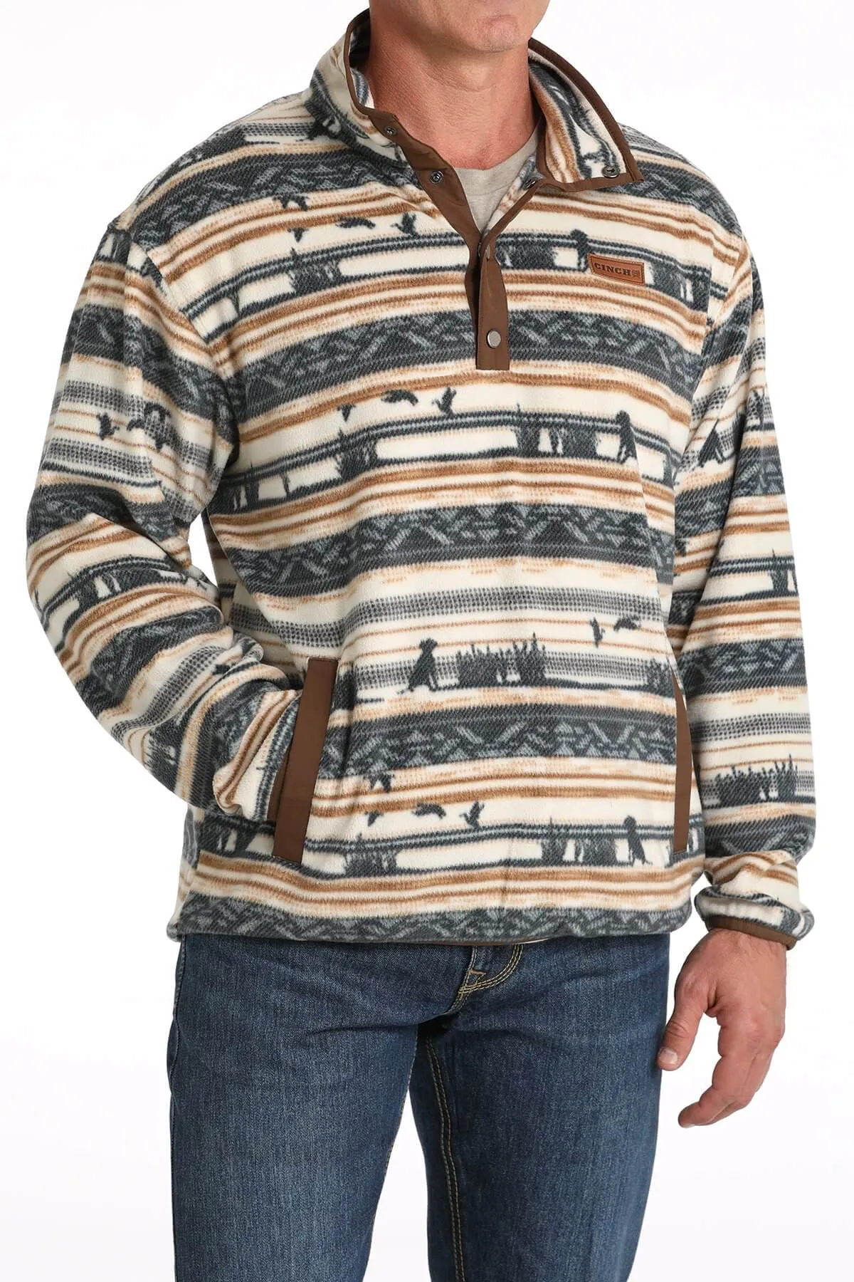 Cinch | Cream Print Fleece Pullover