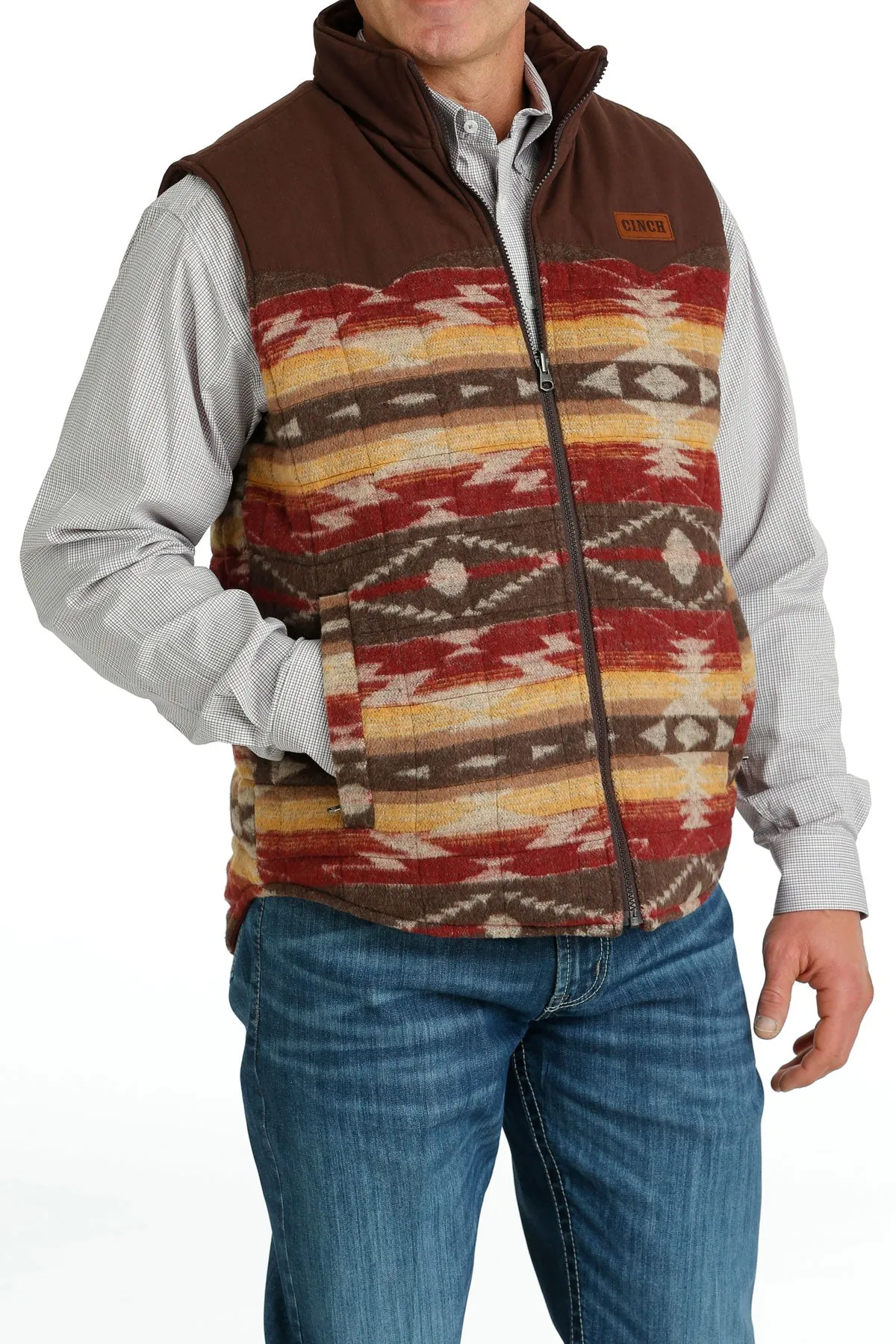 Cinch Men's Burgundy Quilted Reversible Vest