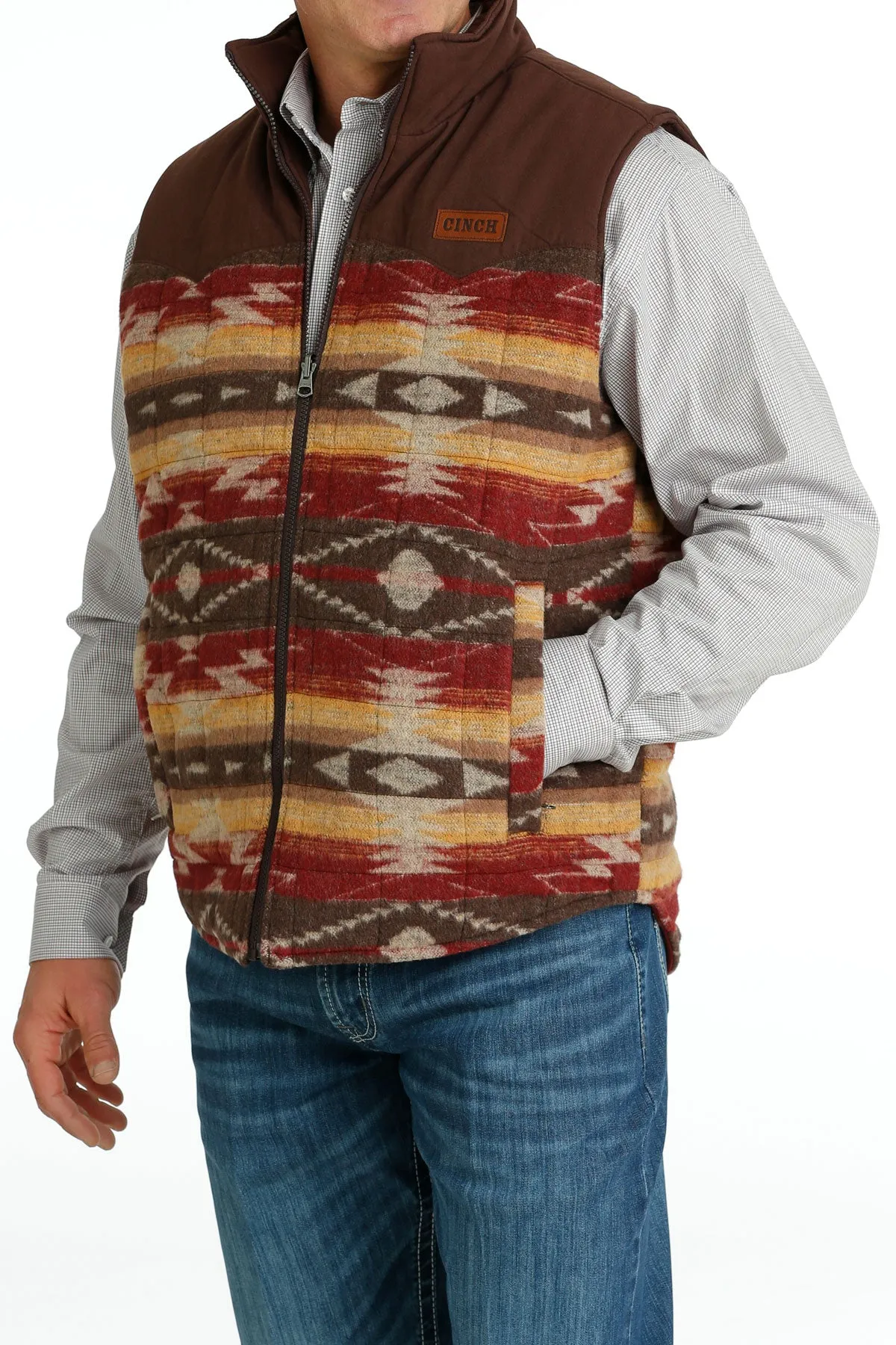 Cinch Men's Burgundy Quilted Reversible Vest