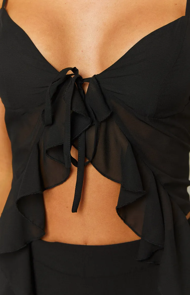 Elle Black Frill Cami Top