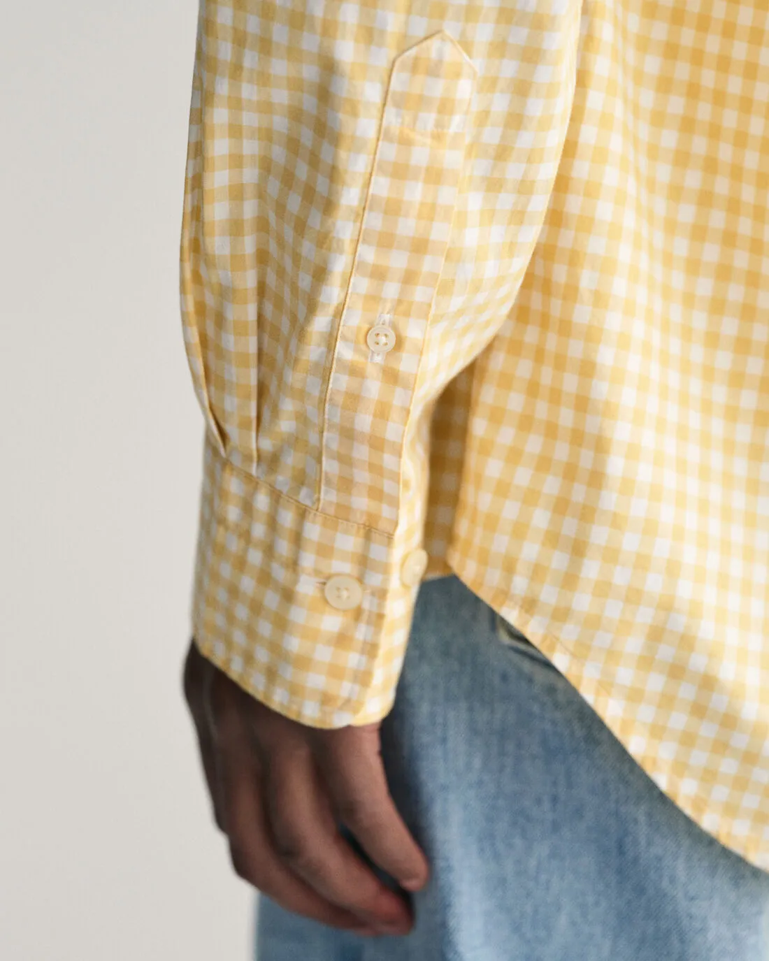 Gant Men Yellow Checked Button-down Collar Long Sleeves Shirt