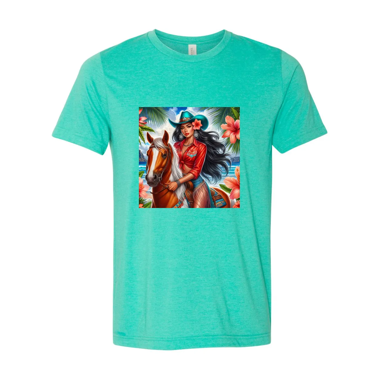 Hawaiian Cowgirl on Horse T Shirts