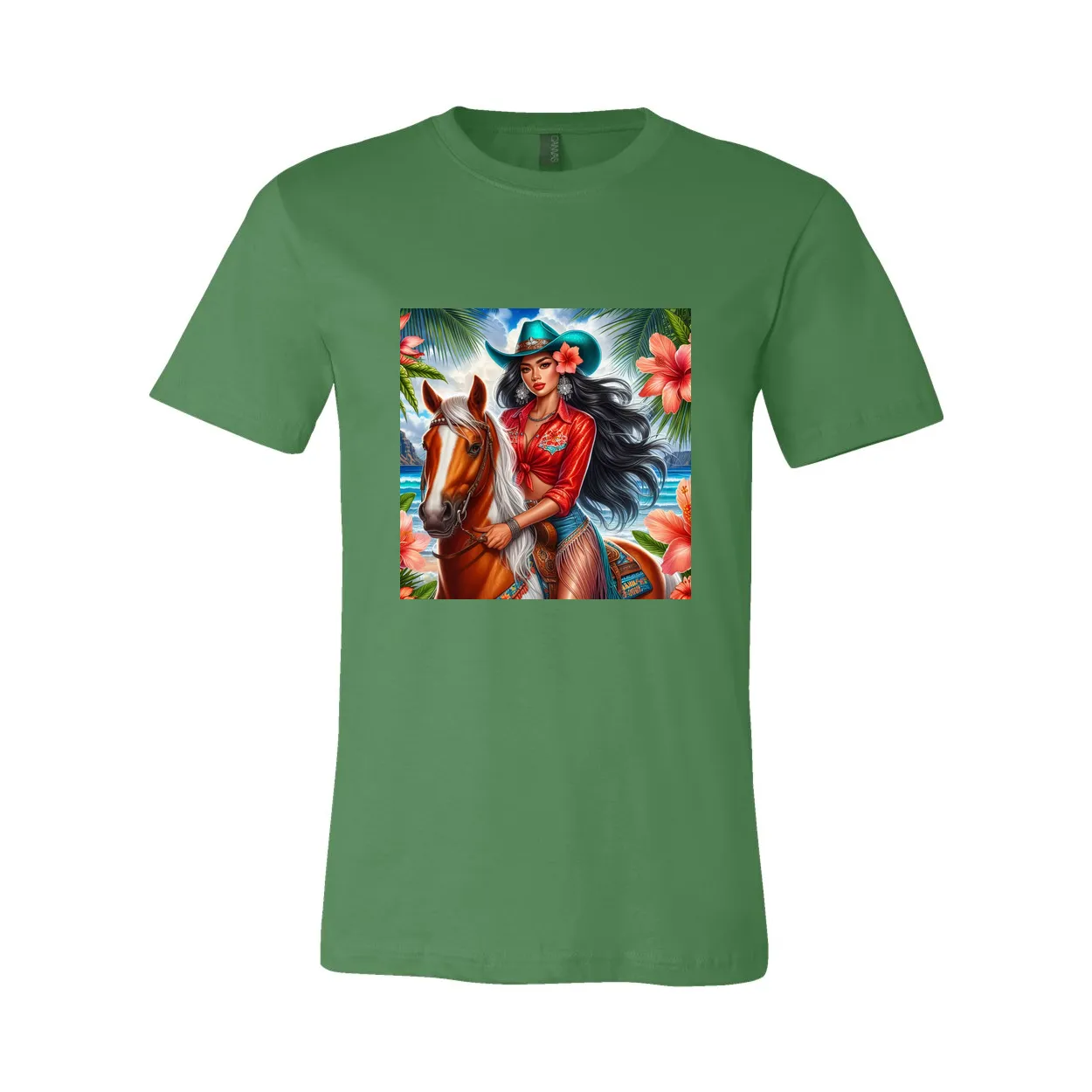 Hawaiian Cowgirl on Horse T Shirts