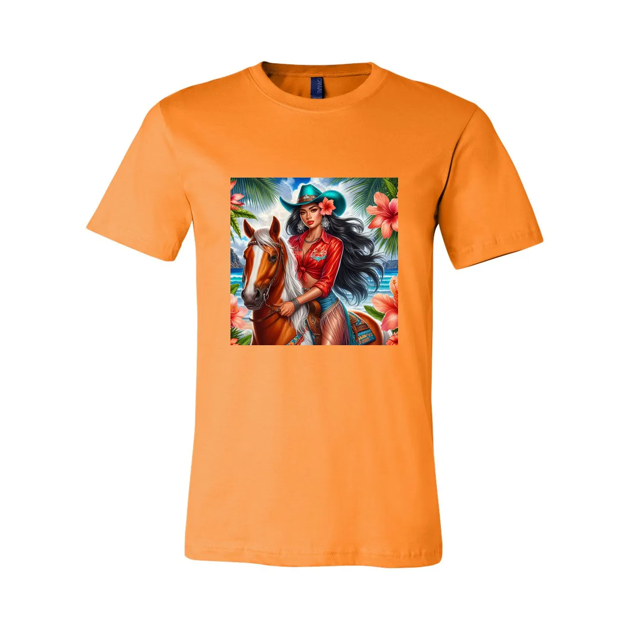 Hawaiian Cowgirl on Horse T Shirts