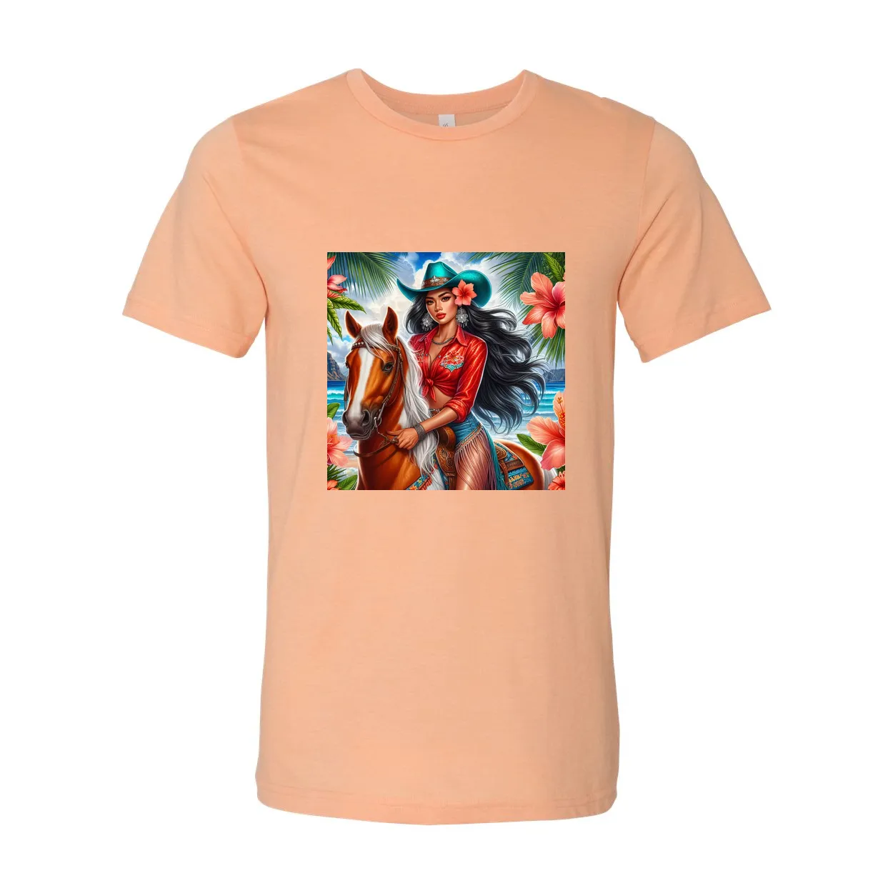 Hawaiian Cowgirl on Horse T Shirts