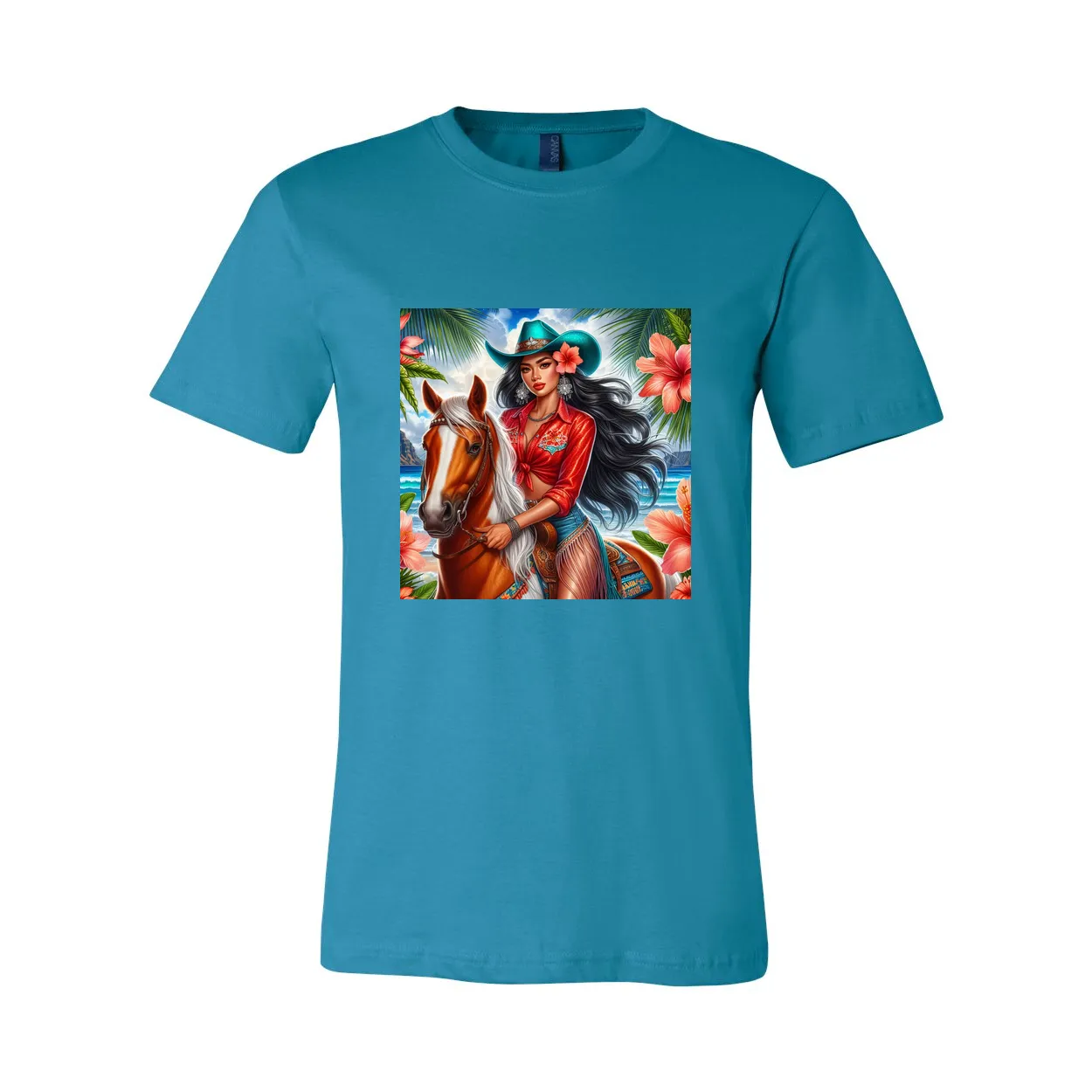 Hawaiian Cowgirl on Horse T Shirts