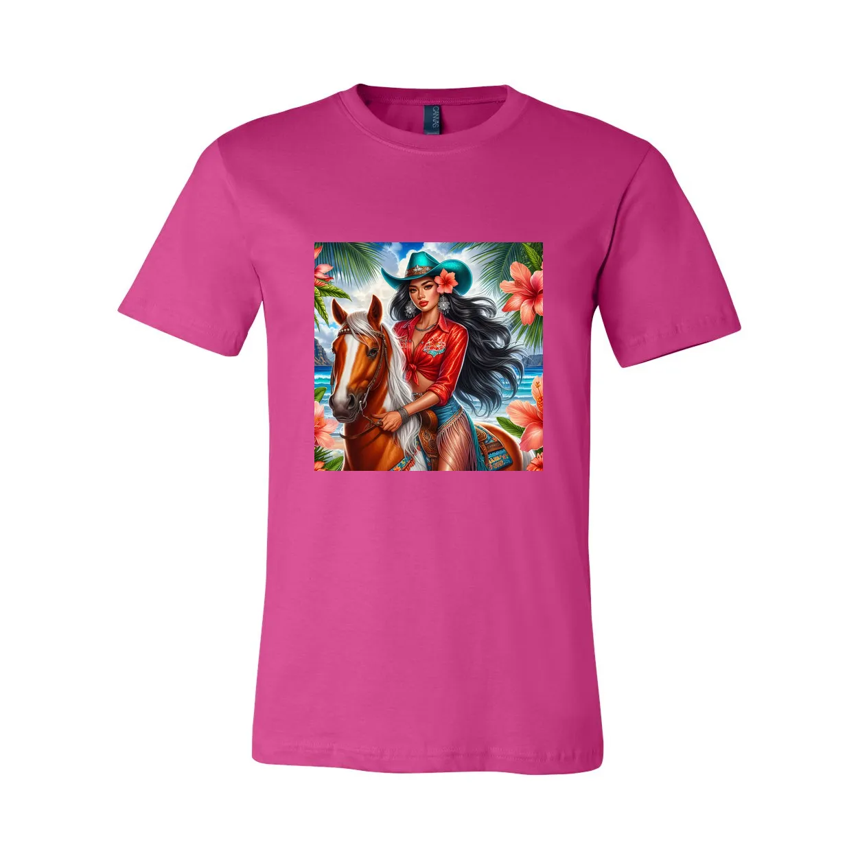 Hawaiian Cowgirl on Horse T Shirts