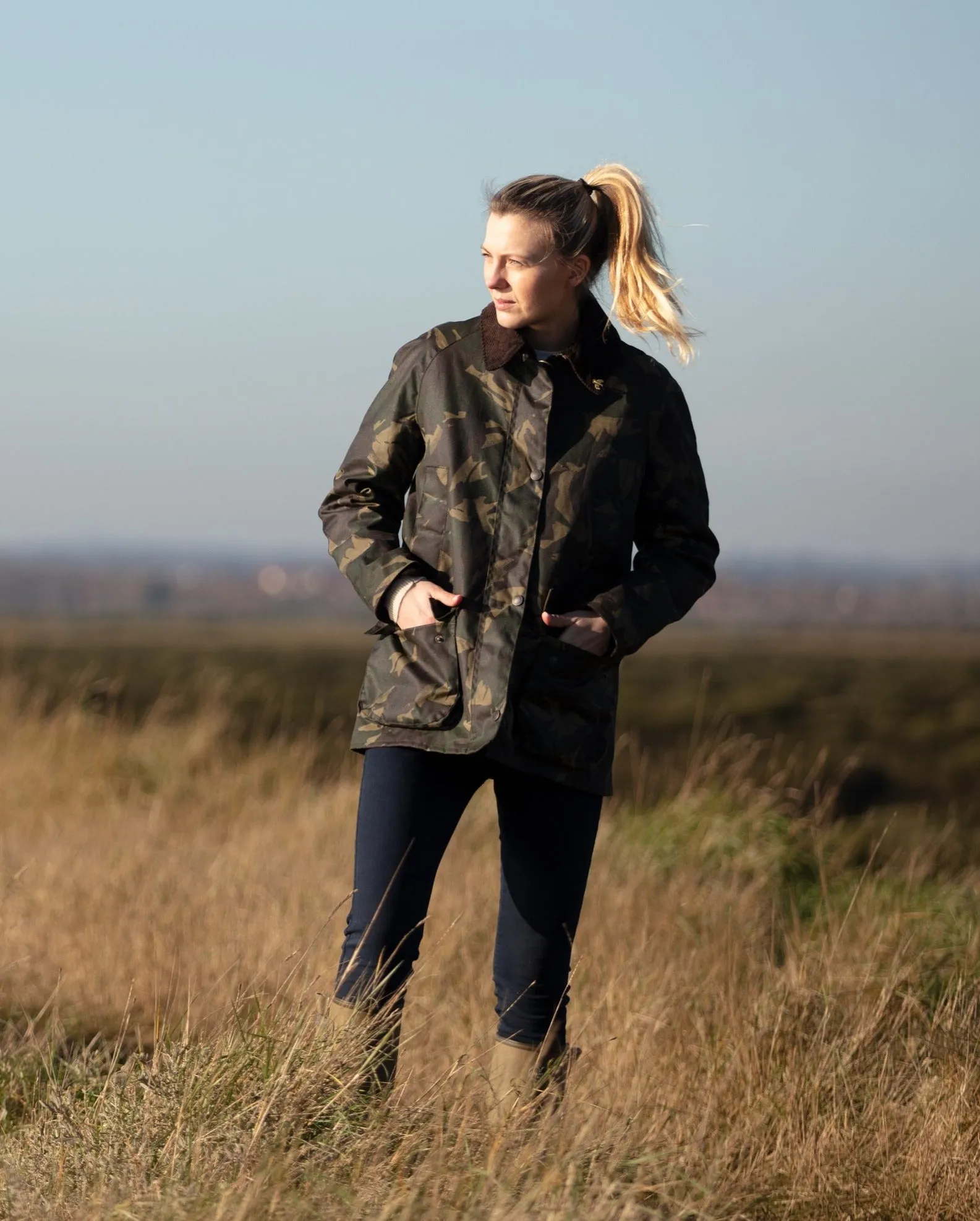 Ladies Landowner Wax Walking Jacket - Olive Camo