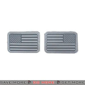 Lancer Tactical Velcro Morale Patch AC-139B - Rubber US Flag Forward / Reverse Set, Gray