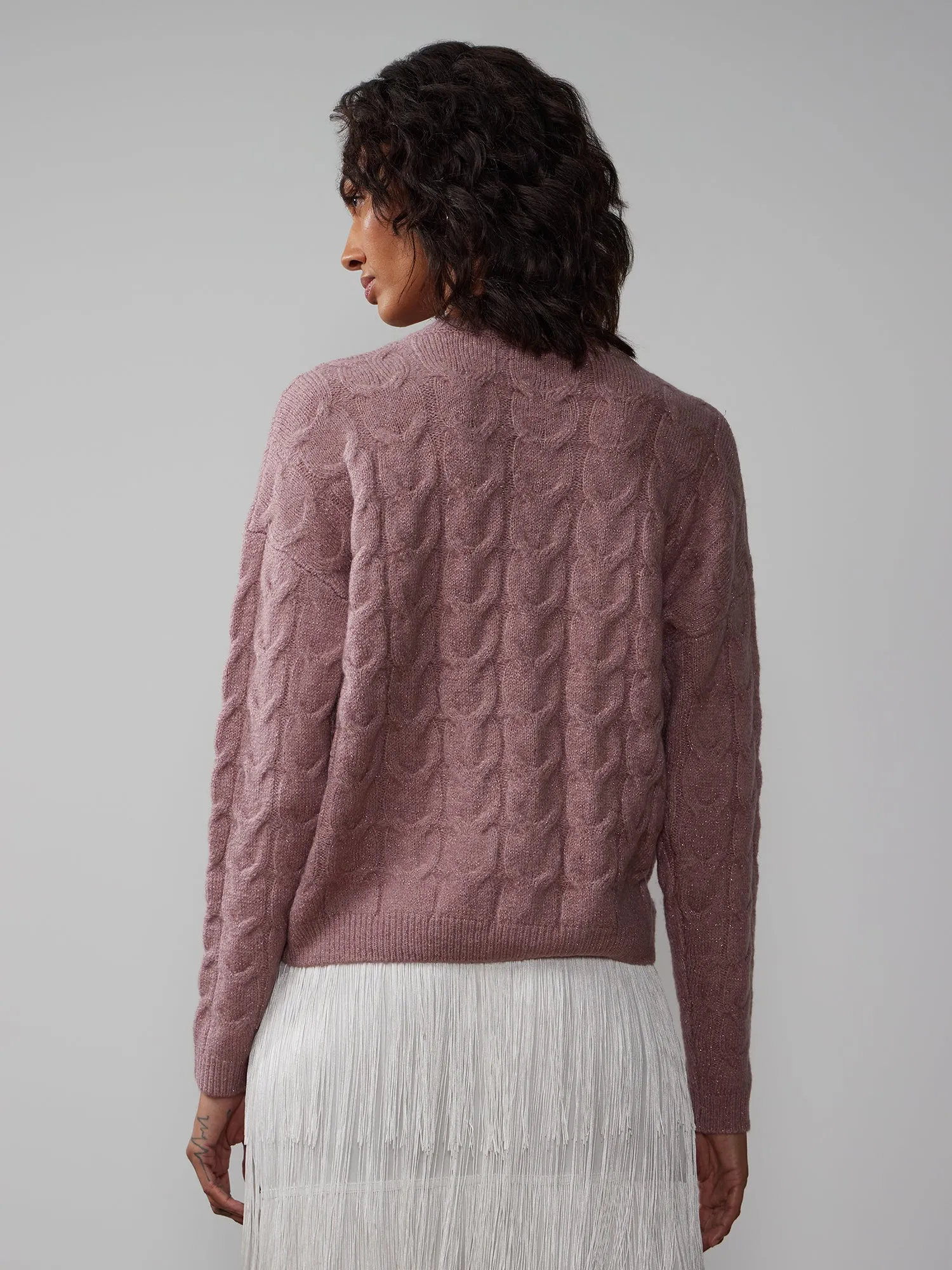 Lurex Cable Knit Sweater