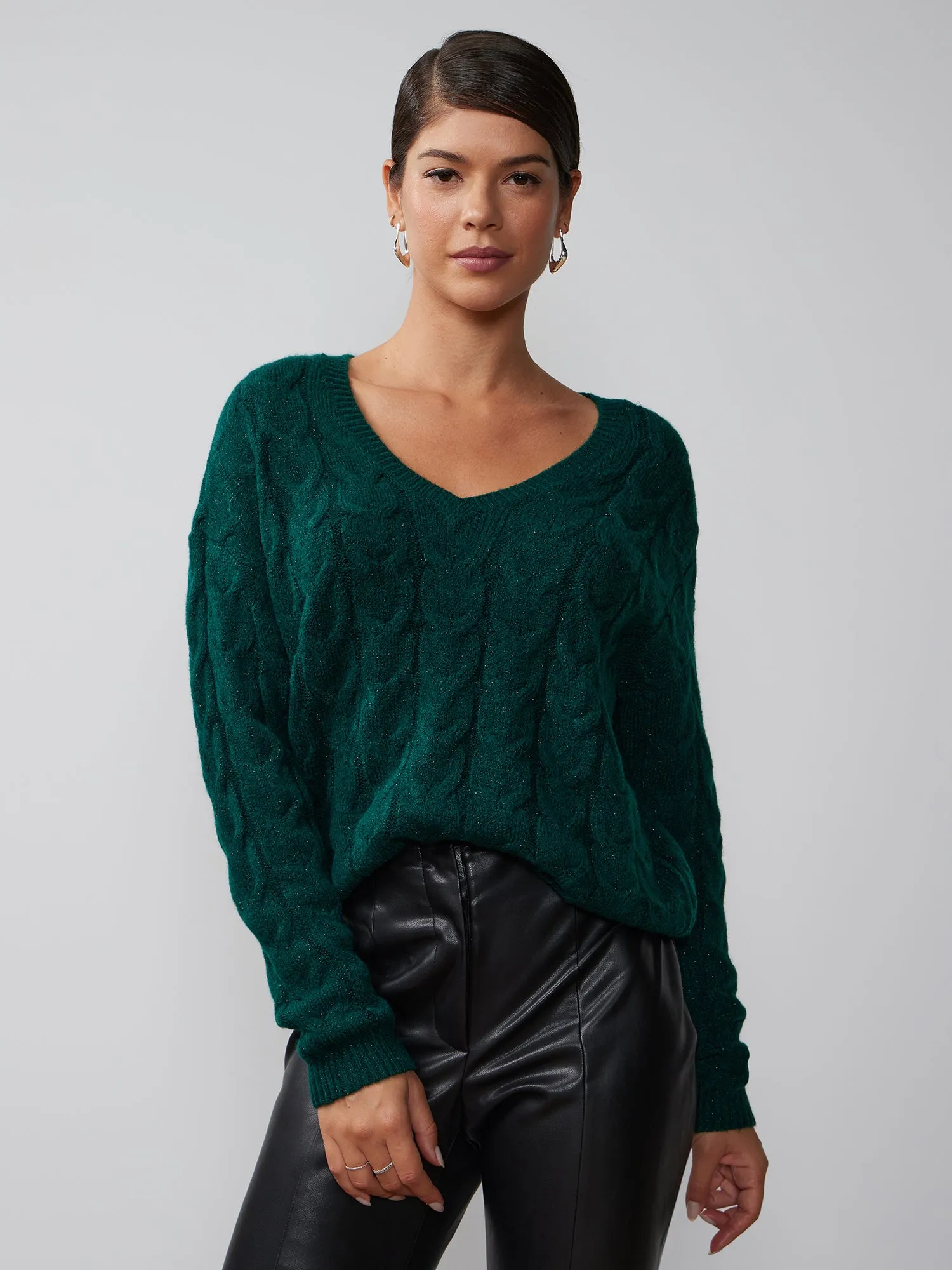 Lurex Cable Knit Sweater