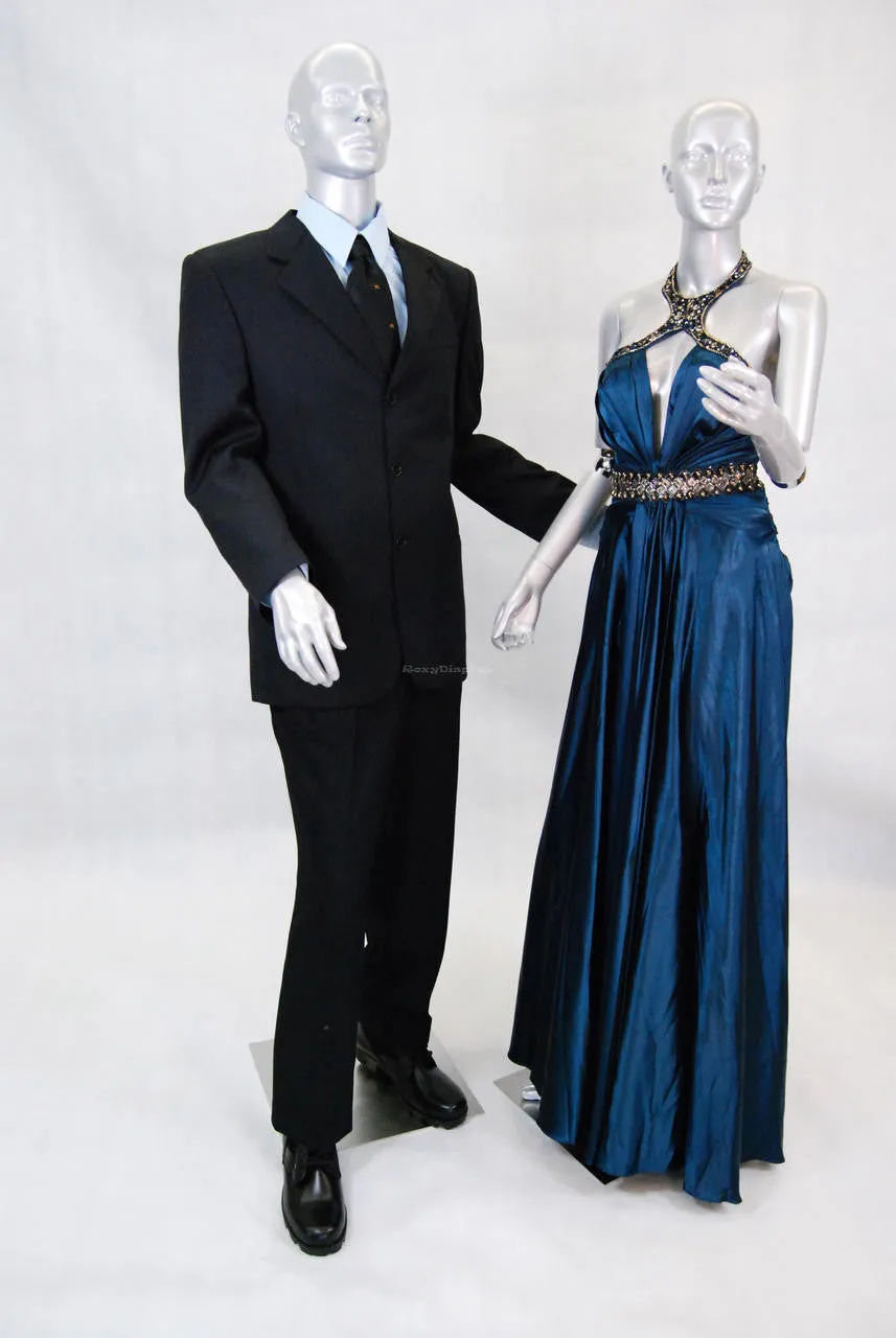 Male and Female Silver Mannequin with Movable Elbows MM-PAIR2