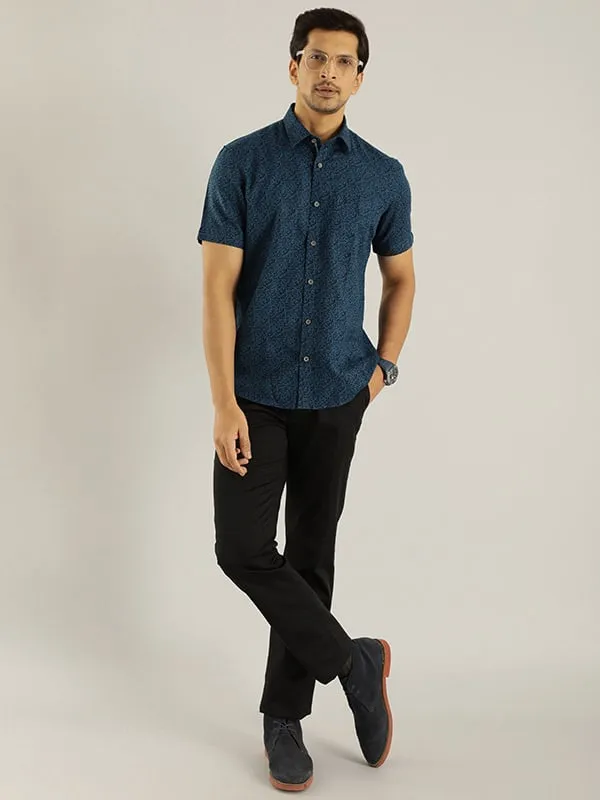 Men Printed Half Sleeve Linen Blend Shirt