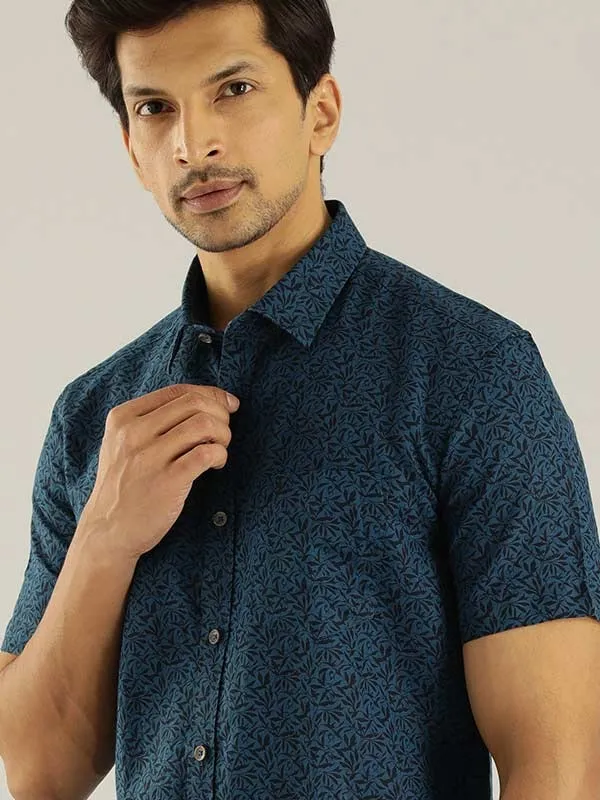 Men Printed Half Sleeve Linen Blend Shirt