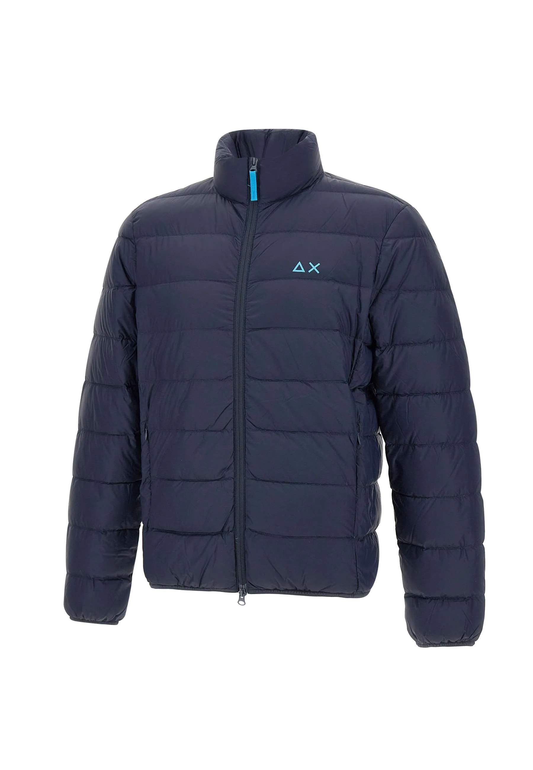 Men's Blue Down Jacket with Belt