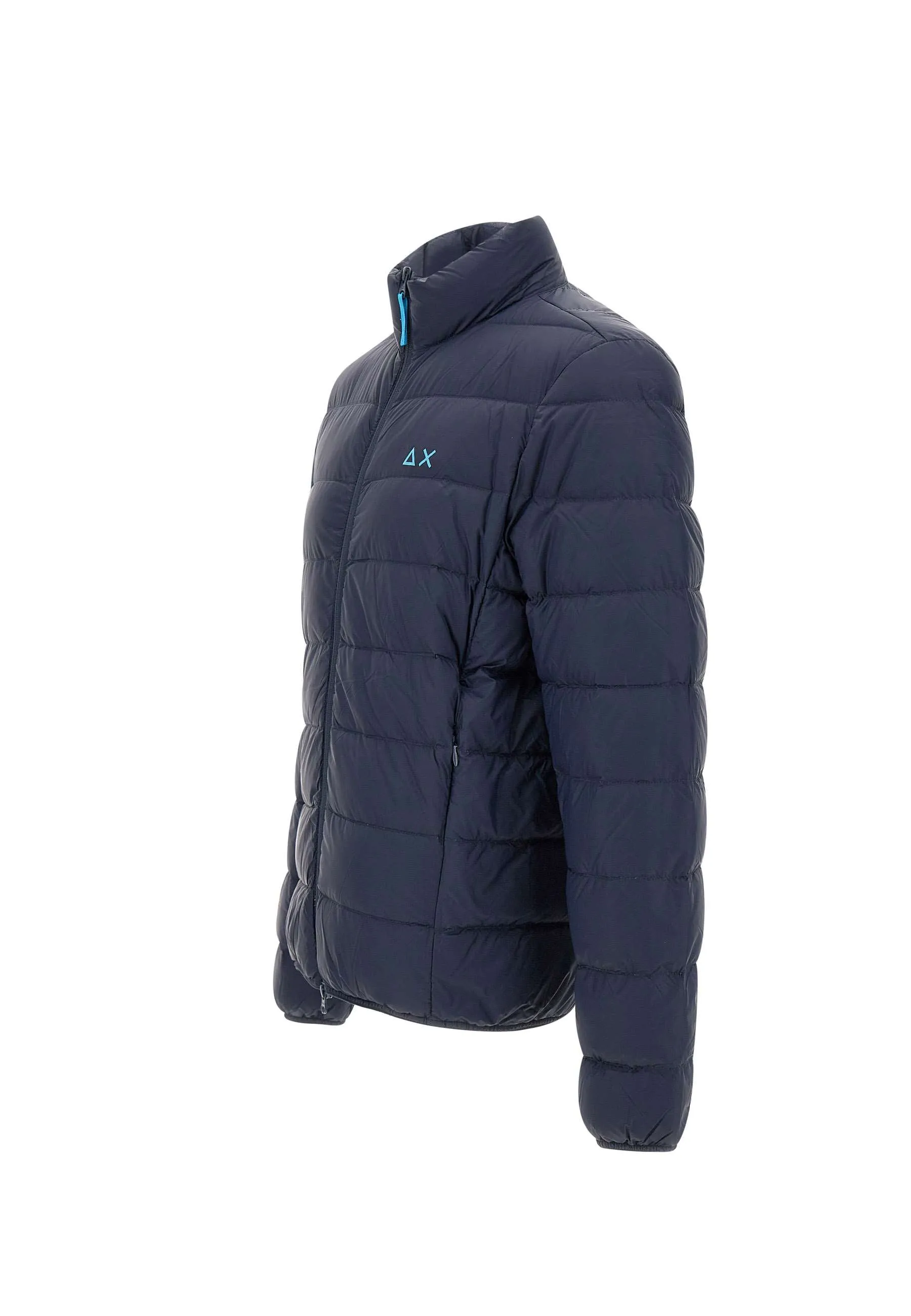 Men's Blue Down Jacket with Belt