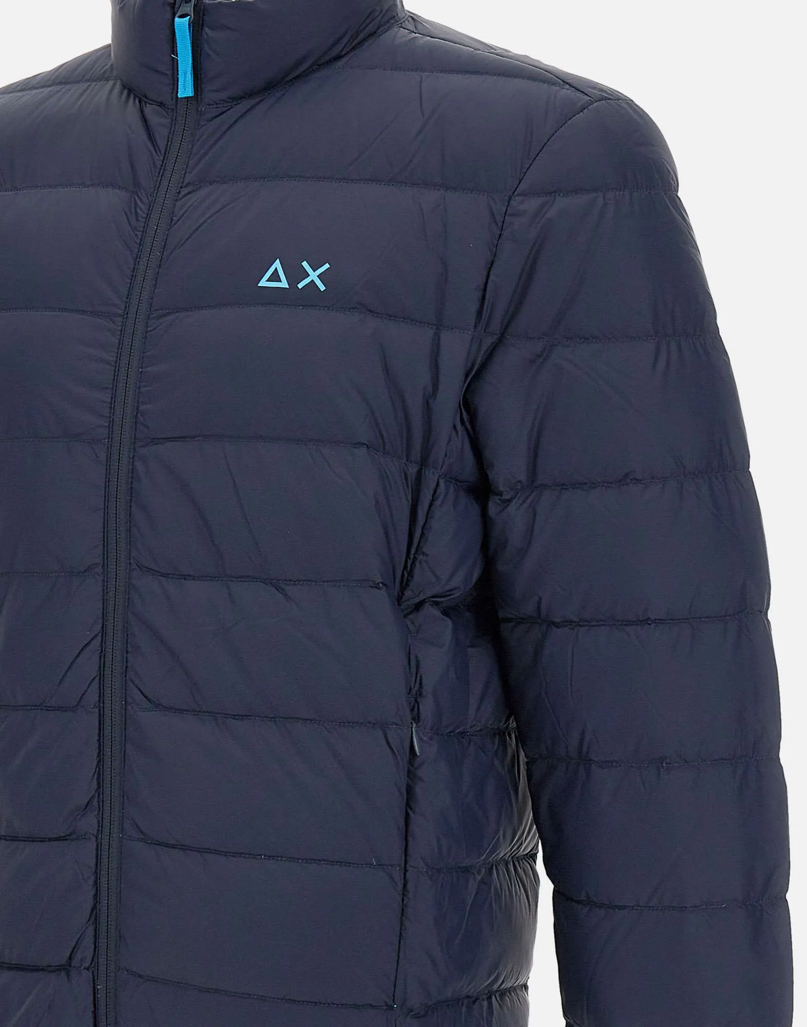 Men's Blue Down Jacket with Belt