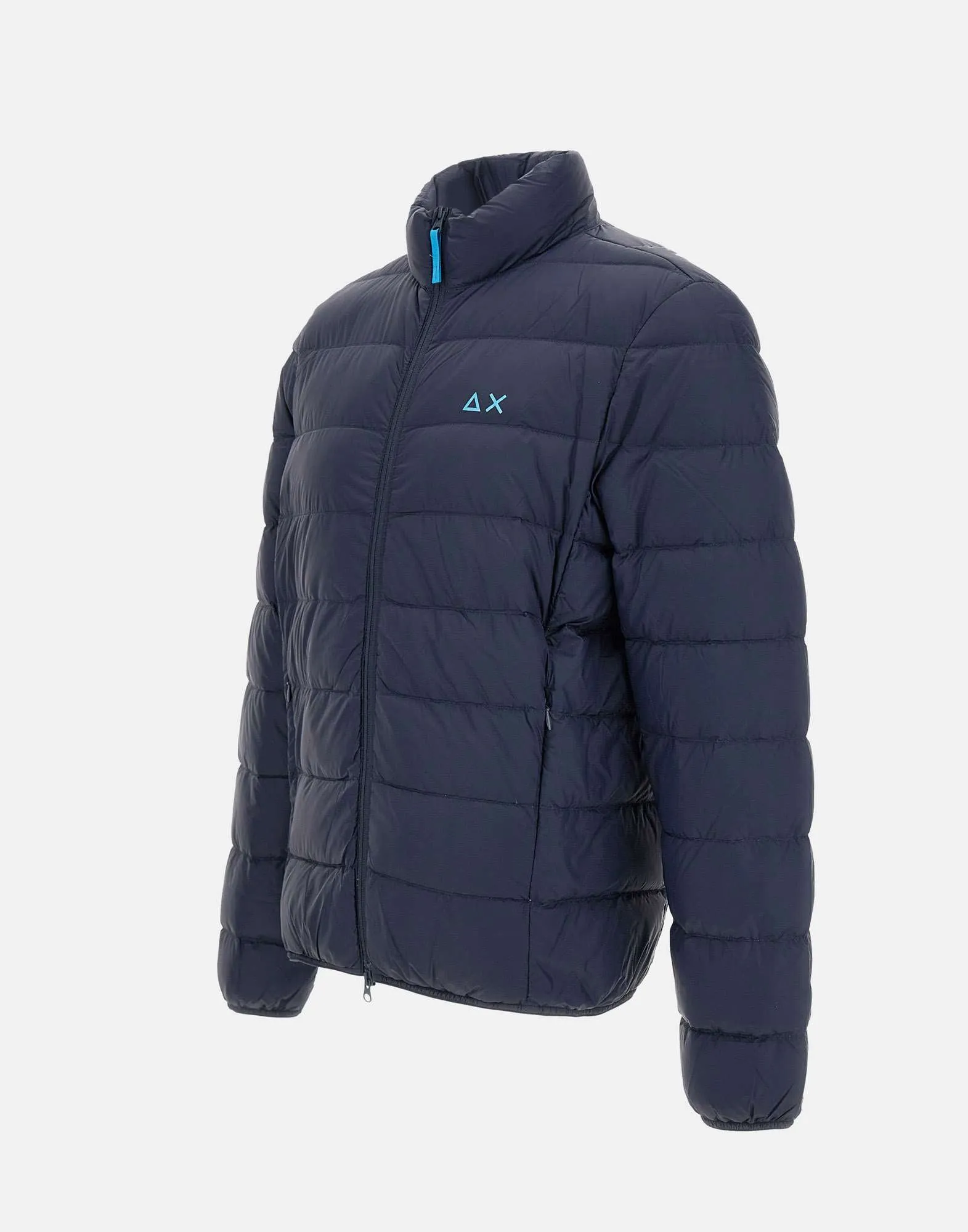 Men's Blue Down Jacket with Belt