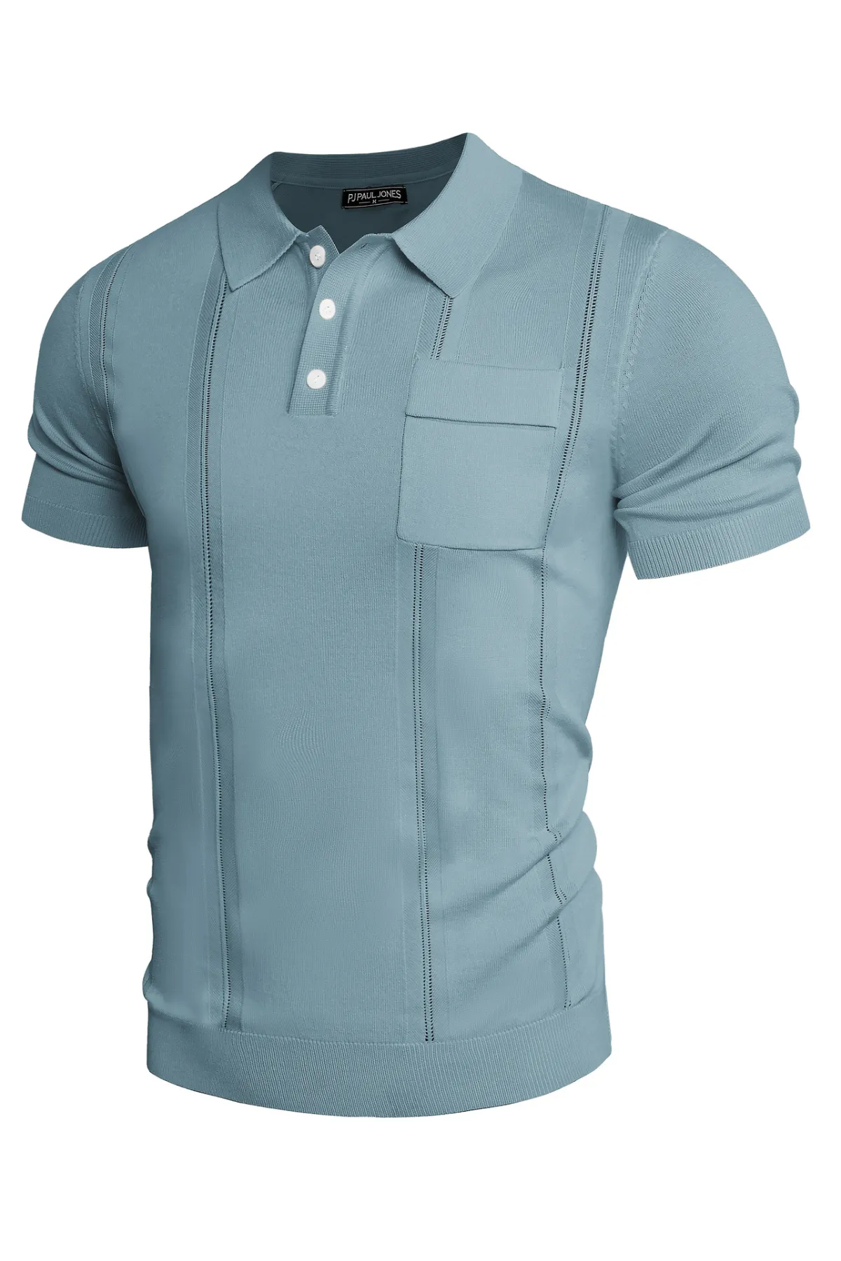 Men's Knit Polo Shirt Short Sleeve Casual Solid Golf Shirts with Pocket