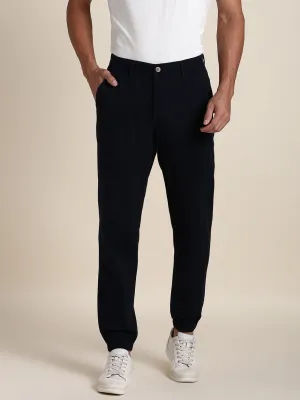 Men's Navy Joggers Comfortable Bottomwear With Smart Casual Look