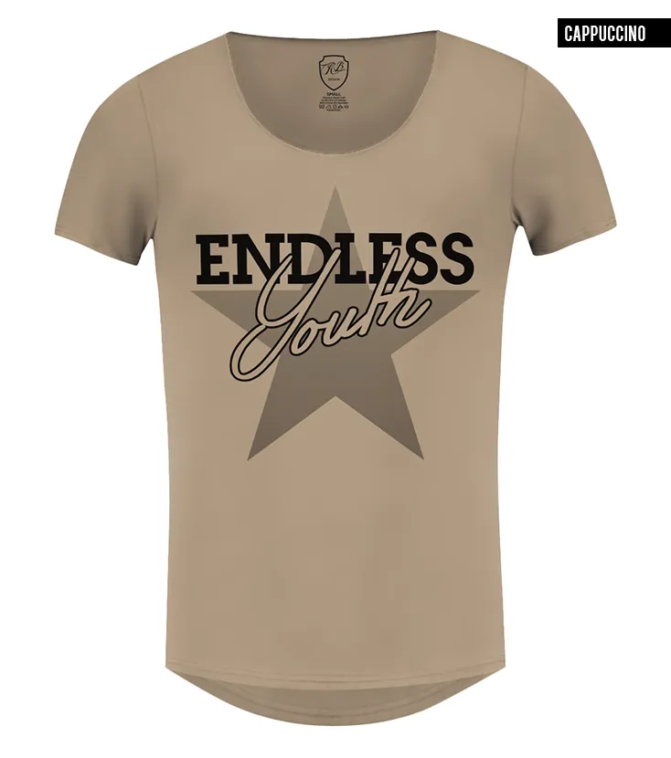 Men's Stylish Casual T-shirt "Endless Youth" Scoop Crew Neck / Color Option / MD750