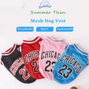 Mesh Breathable Dog Clothes Vest Schnauzer Teddy Sport Large Dog Jersey Basketball Clothing Puppy T-Shirts Summer Pet Cat Shirts