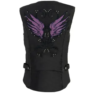 Milwaukee Leather MPL1955 Ladies 'Winged Embroidery' Black and Purple