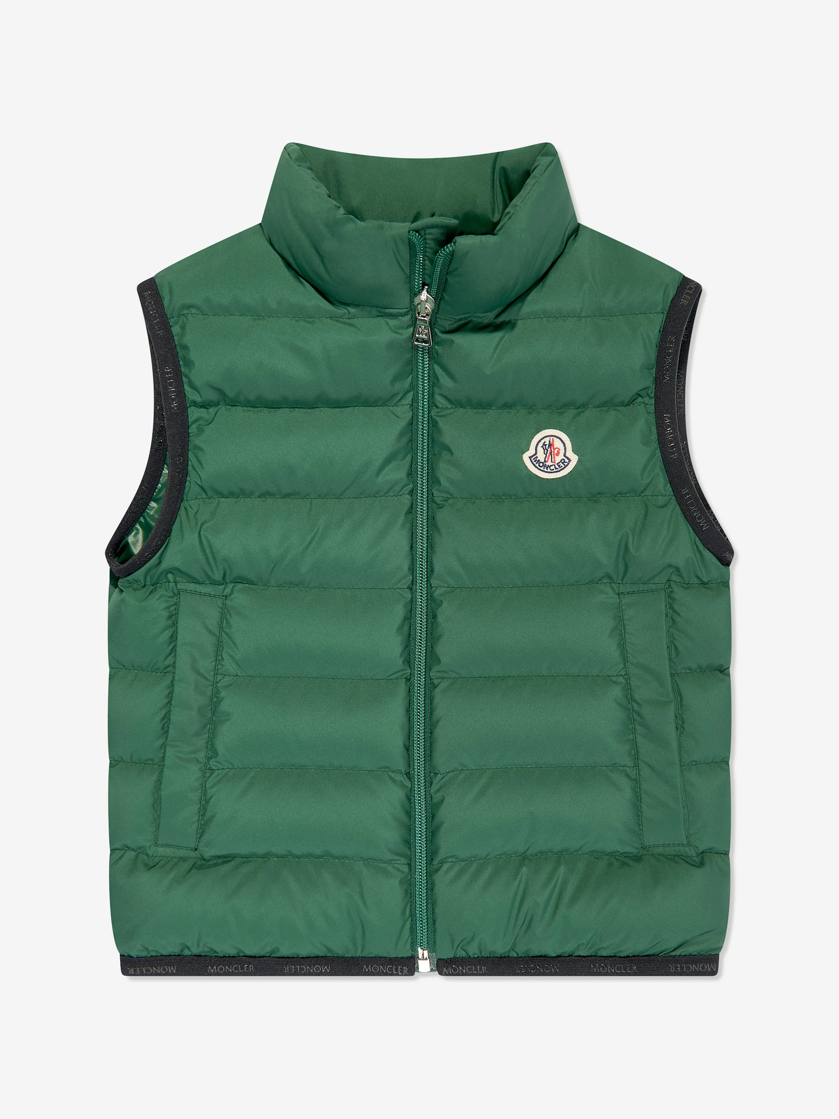 Moncler Enfant Boys Down Padded Contrin Gilet in Green