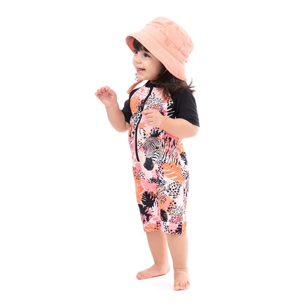 Nano One-Piece Rashguard Girls Short-Sleeve Swimsuit - New Peach (6-9 Months)