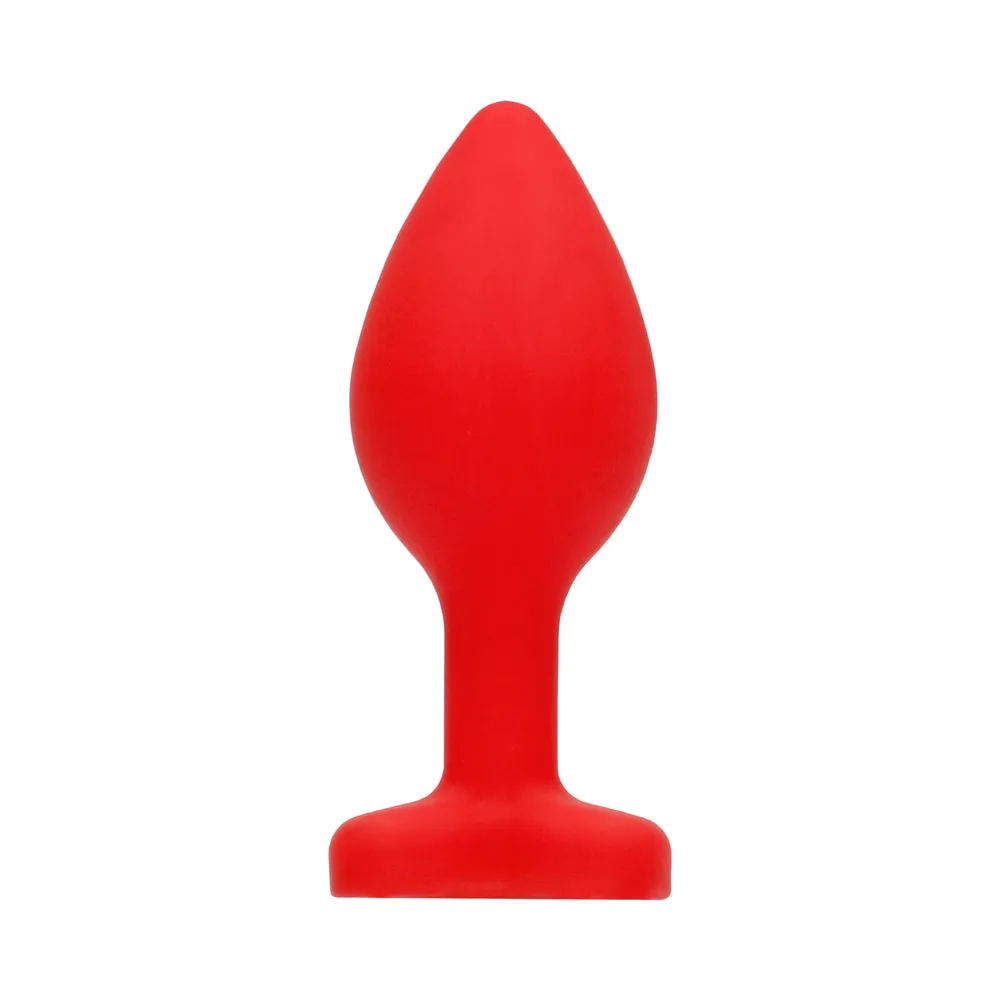 Ouch! Flexible Silicone Diamond Heart Butt Plug Red Large