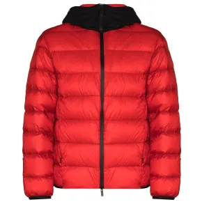 'Provens' Down Jacket Writing Hood Red & Black