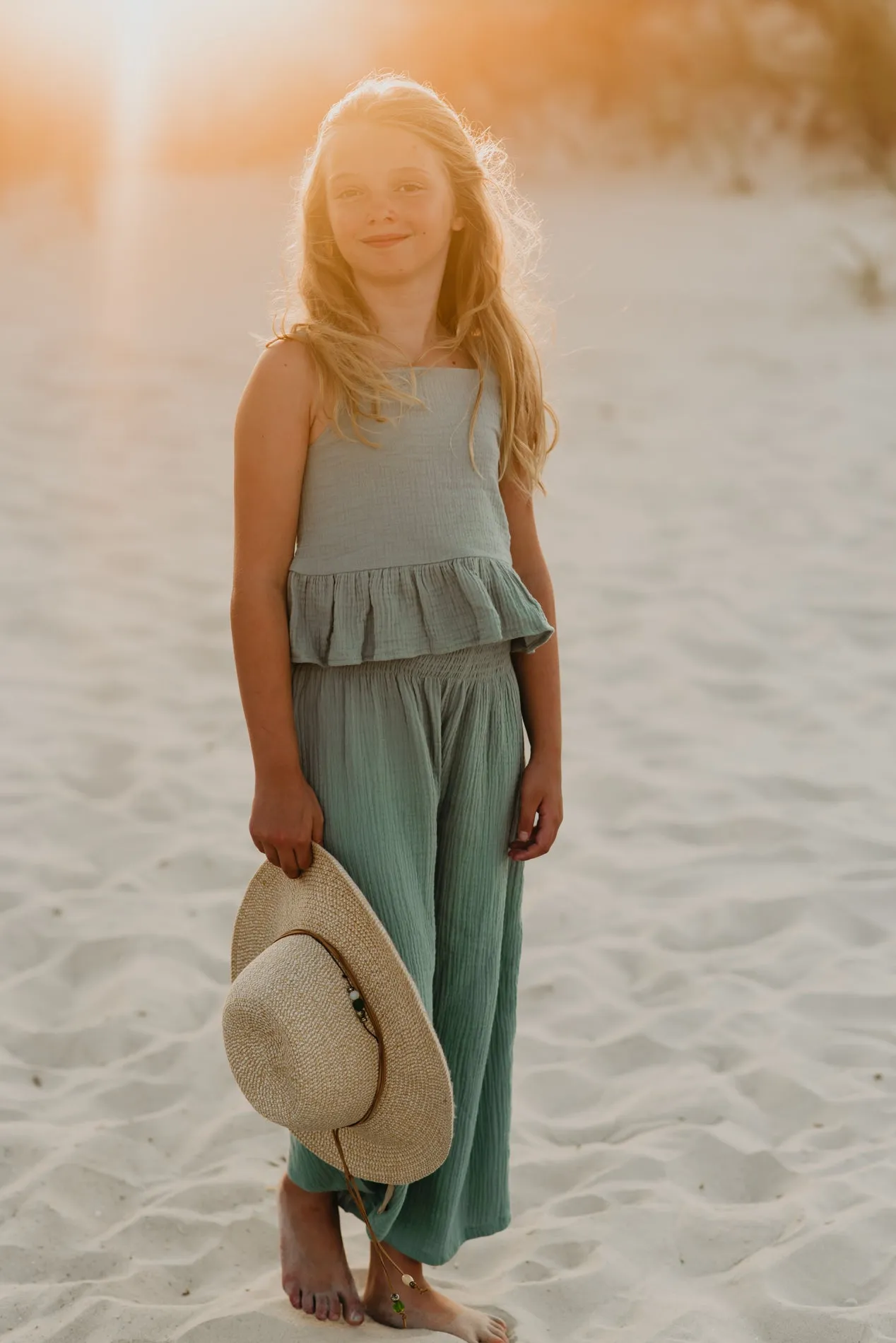 Sadie Pants (soft teal muslin) FINAL SALE