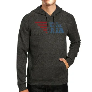 Seek Travel USA Unisex Graphic Hoodie Dark Gray Round Neck Fleece