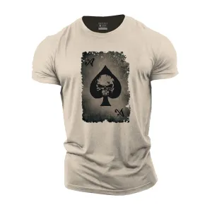 Skull Ace of Spades Print Men's Fitness T-shirts