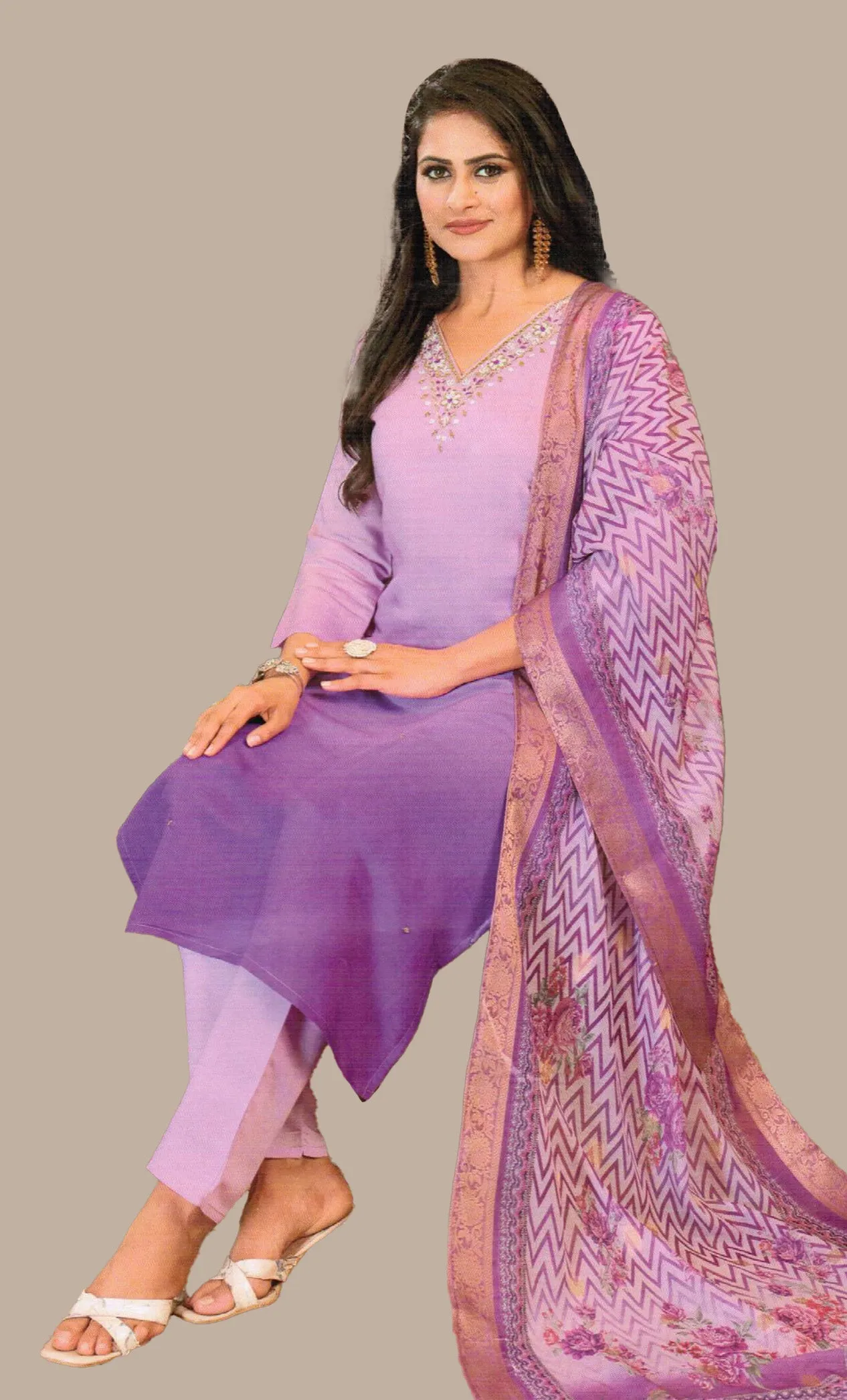 Soft Purple Embroidered Punjabi