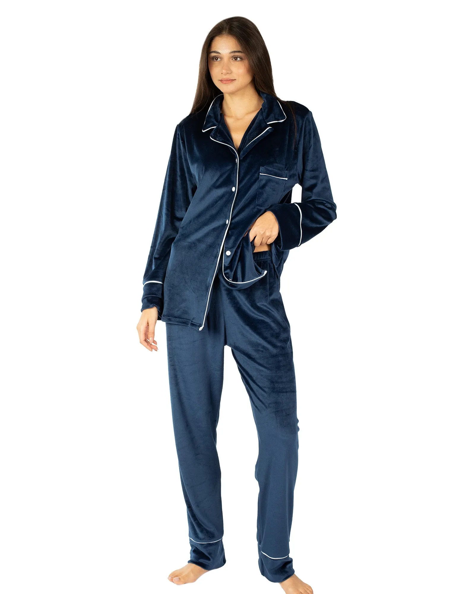 Soft Velour Sleepwear Pants and Matching Top