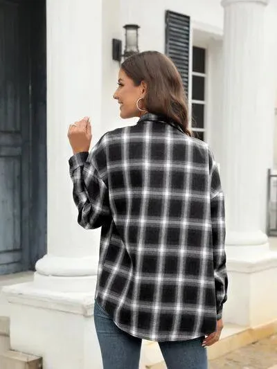 Stylish Casual Women's Plaid Print Shirt