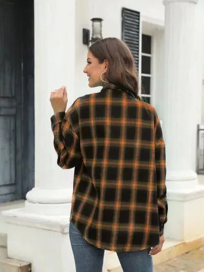 Stylish Casual Women's Plaid Print Shirt