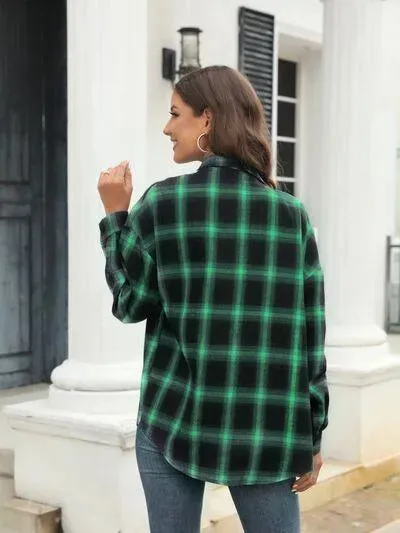 Stylish Casual Women's Plaid Print Shirt