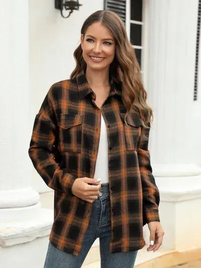 Stylish Casual Women's Plaid Print Shirt