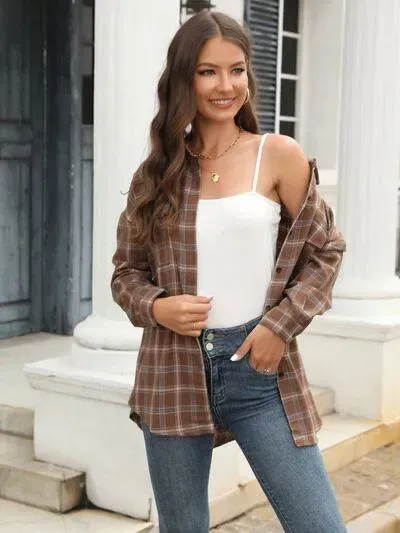 Stylish Casual Women's Plaid Print Shirt