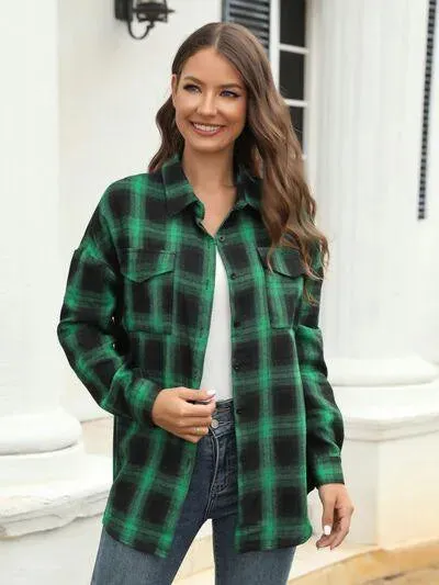 Stylish Casual Women's Plaid Print Shirt