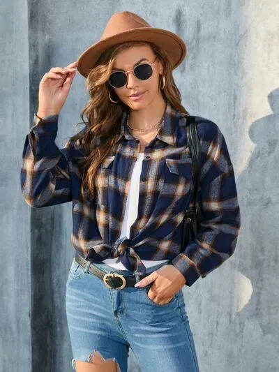 Stylish Casual Women's Plaid Print Shirt