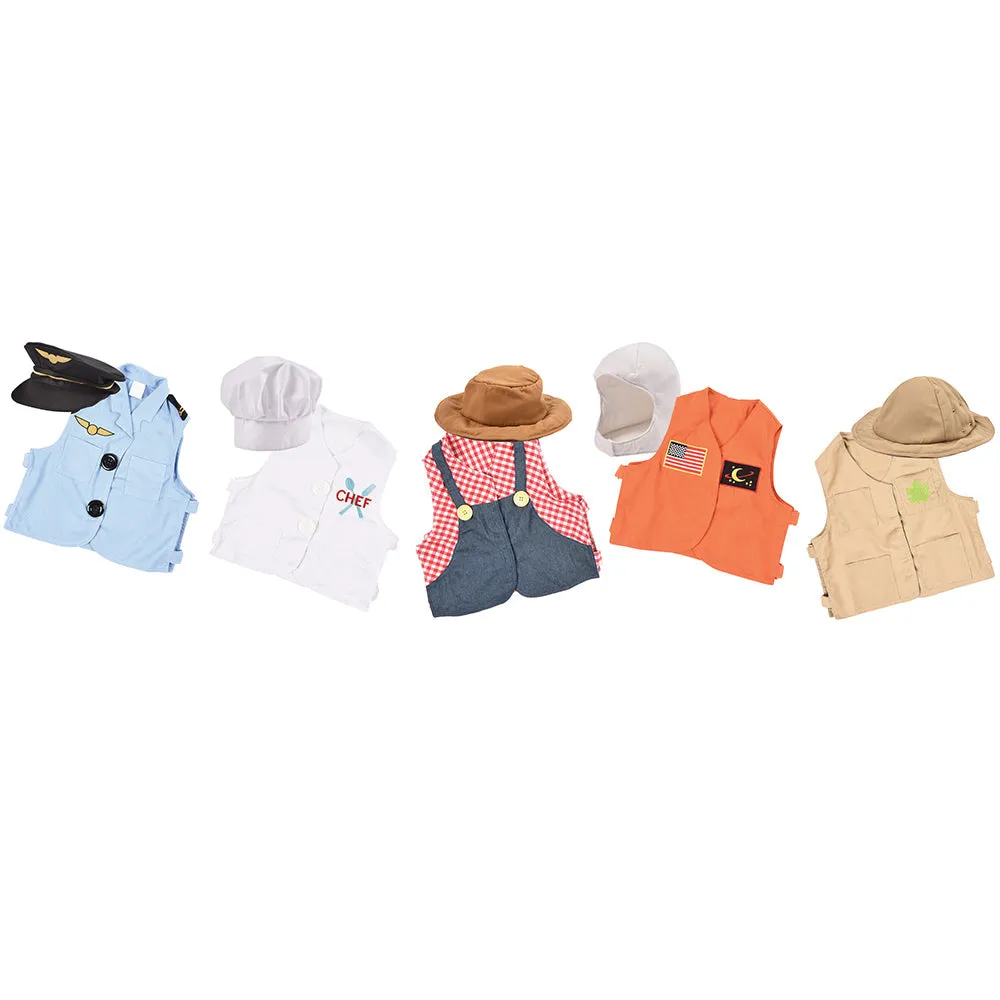 Toddler Dress-Up Vests & Hats Collection: Role-Play Set of 5 | Astronaut, Chef, Farmer, Nature Explorer & Pilot