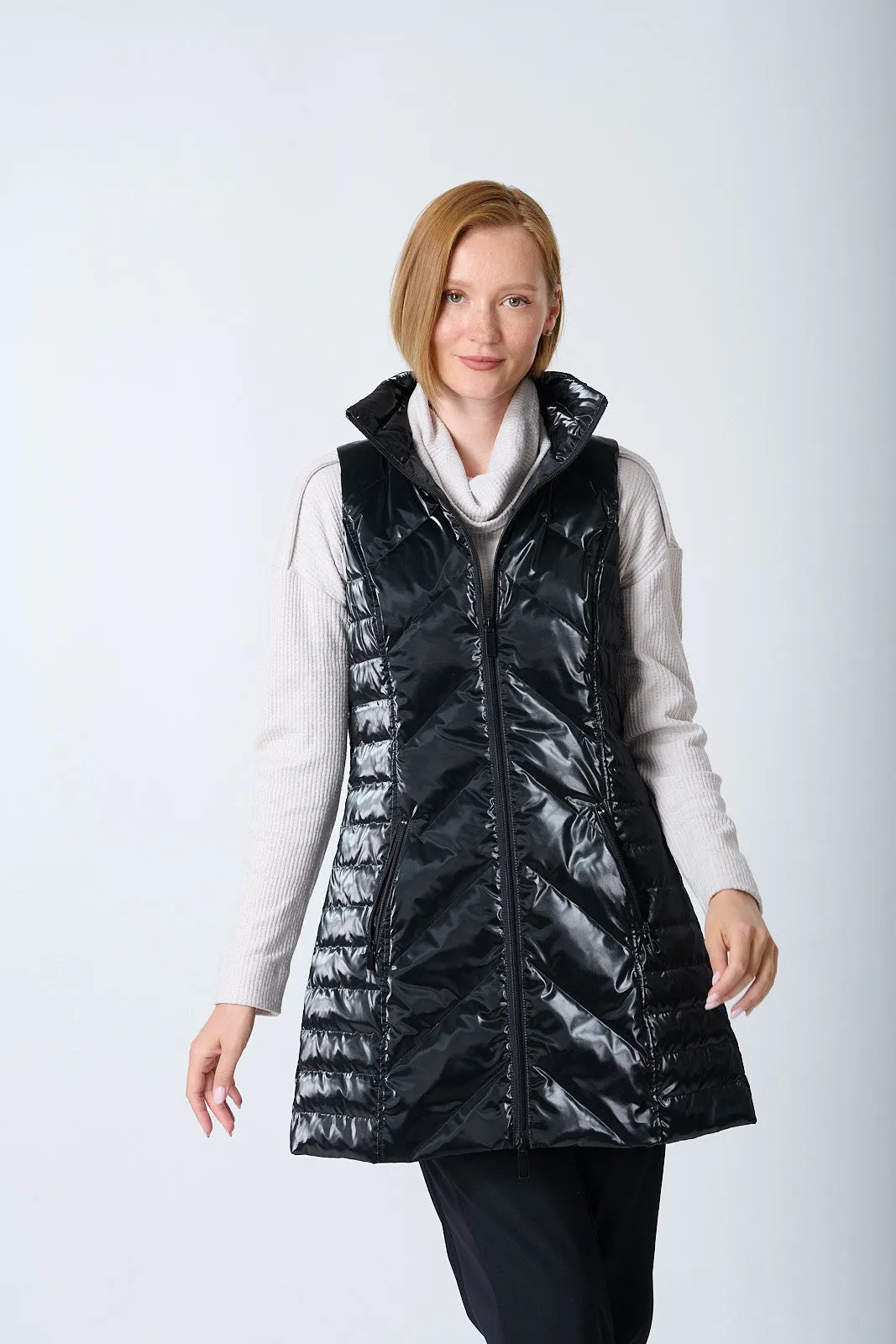 Waxed Chevron Quilted Vest