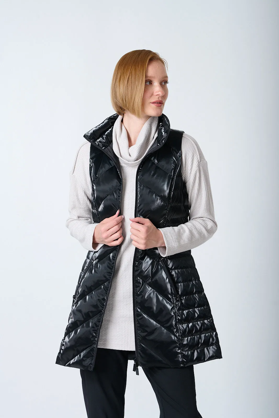 Waxed Chevron Quilted Vest